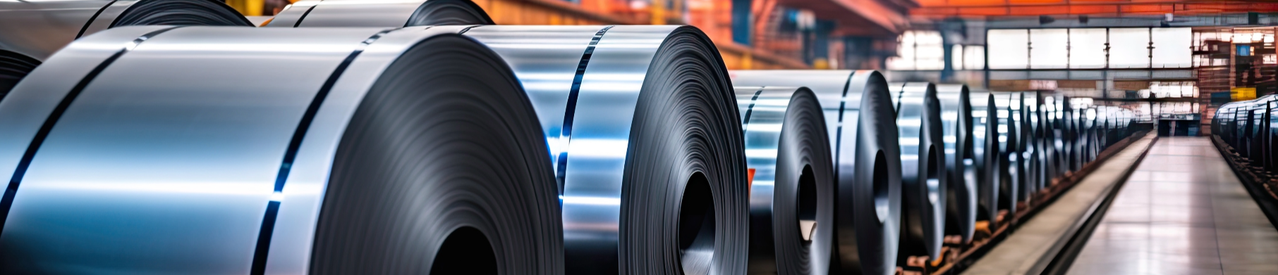 Flat steel coils in a production facility
